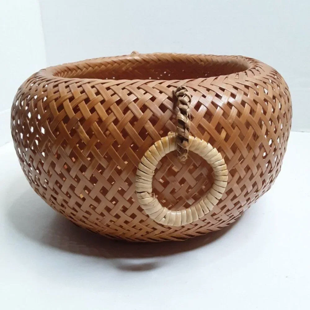 Bohemian Vintage Circle Woven Boho Basket/ Plant Stand